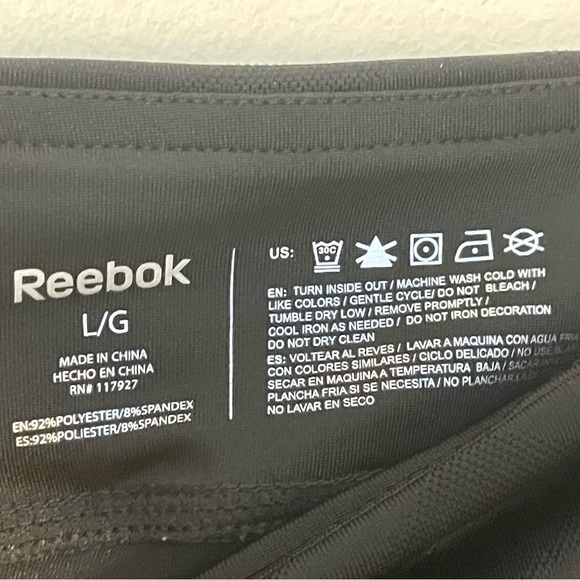 Reebok Skort Shorts Black Tennis Golf Stretch Large Reflective Trim EUC - Picture 4 of 9